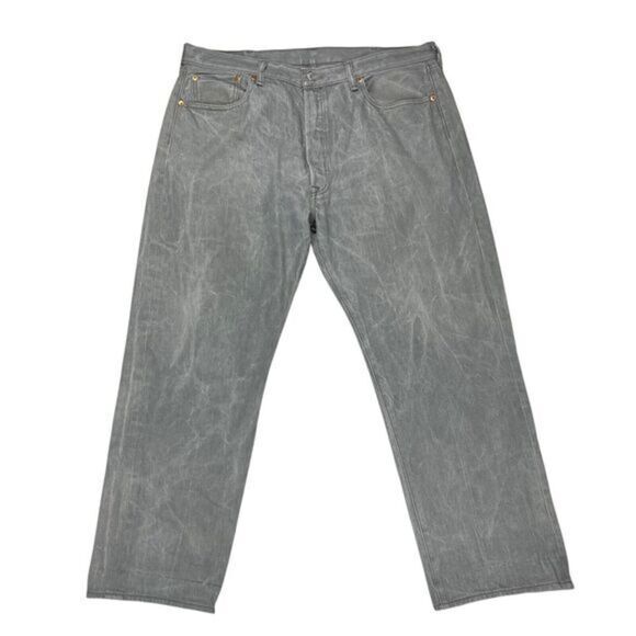 Levi's 501 Button Fly Jeans Sz 40 x 30 Distressed Gray Straight Leg Casual Denim - Picture 1 of 16